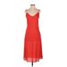 Lulus Casual Dress - Midi V Neck Sleeveless: Red Print Dresses - Women's Size X-Small