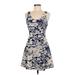 Lush Casual Dress - Mini Scoop Neck Sleeveless: Blue Floral Dresses - Women's Size Medium