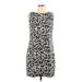 Vince Camuto Casual Dress - Shift High Neck Sleeveless: Gray Leopard Print Dresses - Women's Size 10