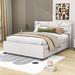Orren Ellis Vasila 2 Drawers Upholstered Platform Bed w/ Trundle & Headboard Metal in Brown | 39 H x 68 W x 85 D in | Wayfair