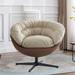 Accent Chair - George Oliver Kalauni 34.25" Wide Faux Leather Swivel Accent Chair Faux Leather/Leather in Black/Brown | Wayfair