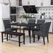 Red Barrel Studio® Relvo 6-Piece Dining Room Set w/ 4 Chairs & Bench Wood/Upholstered/Metal in Black/Brown/Gray | 30 H x 36 W x 52 D in | Wayfair