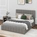 Latitude Run® Boey Queen size Platform bed w/ a Hydraulic Storage System Upholstered/Linen in Gray | 48.6 H x 64.7 W x 83 D in | Wayfair