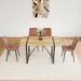 Mid-Century Modern 5 Piece Dining Table Set,Solid Wood Table with 4 Upholstered Dining Chairs