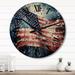 Designart "Flag American Flag II" American Oversized Wood Wall Clock