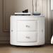 PU Nightstand with 2 Drawers and Crystal Handle, Storage Bedside Table