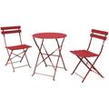 Premium Steel Patio Bistro Set Folding Outdoor Patio Furniture Sets 3 Piece Patio Set of Foldable Patio Table and Chairs Red