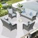 Ovios 4 Pieces Outdoor Patio Furniture Wicker Patio Sectional Sofa with Loveseat for Backyard