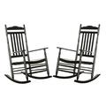 BplusZ Patio Rocking Chairs Set of 2 Wooden Porch Rocker Outdoor Furniture Indoor Black