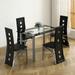 5 Pieces Dining Table Set for 4 Kitchen Room Tempered Glass Dining Table 4 Chairs Blackï¼ŒTable legs are silvery (Replacement code 82947862)