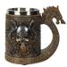 SUMMIT COLLECTION Viking Skull Horned Warrior Viking Longship Beer Stein Tankard Mug with Removable Stainless Steel Insert 20 fl oz