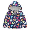 Oalirro Baby Coat Printed Dark Blue Toddler Girl Clothes Long Sleeve Hoodies Zip up Keep Warm Thick 18-24 Months