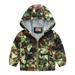 Kids Long Sleeve Windbreaker Jacket With Hoods Baby Grils Boys Print Jacket Zipper Coat Toddler Lightweight Hooded Windproof Coat Army Green 120