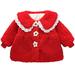 Scyoekwg Newborn Toddler Infants Baby Girls Wimter Coats Long Sleeve Winter Warm Coats Fashion Cute Solid Color Cashmere Coat Jacket Lace Patchwork Lapel Coat Clearance Red 2-3 Years