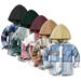 Godderr Toddler Boys Hooded Shirt Kids Newborn Plaid Shirt Button Down Shirt Long Sleeve Cotton Top Jacket Fall Winter Clothes for 6M-9Y