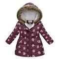 Baby Deals!Toddler Girl Clothes Clearance Winter Coats for Girls Clearance Hooded Fleece Jacket Kids Toddler Flower Print Parka Outwear Warm Windproof Coat Cotton Puffer Hooded Jacket 2-11 Years