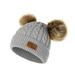 Dyfzdhu Girls Boys Knit Cap Warm Fur Ball Baby Winter Hat Children Beanie Hats Caps Gray