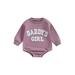 Wassery Baby Girls Romper Clothes Infant Girls Boys Letter Print Crew Neck Long Sleeve Bodysuits 3M 6M 12M 18M Toddler Girls Fall Winter Casual Clothing