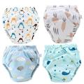 4pcs Baby Diapers Baby Training Pants Washable Diaper Breathable Comfortable Diapers for Toddlers Baby Infants (Assorted Color Underwater World/Blue Cloud/ Radish/Penguin Each Pattern 1pc)