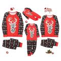 Karuedoo Christmas Family Pajamas Matching Set Long Sleeve Letter Reindeer Print Tops with Snowflake Pants Sleepwear Loungewear