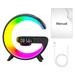 Smart Table Lamp G-shaped Alarm Clock Colorful LED Bedside Lamp with Music Player and Bluetooth Speaker Wireless Charging Night Lights for Room Decor