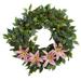 Nearly Natural 23in. Mixed Ruscus Lily Fittonia and Berries Artificial Wreath