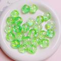 Feildoo 10pcs Quicksand Acrylic Beads 18mm Shiny Quicksand Round Beads Water Beads for String Pen Beads Round Spacer Beads for Jewelry Making DIY Beading Bracelets Green