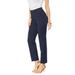 Plus Size Women's Straight-Leg Ultimate Ponte Pant by Roaman's in Navy (Size 18 W) Pull-On Stretch Knit Trousers