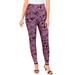 Plus Size Women's Ankle-Length Essential Stretch Legging by Roaman's in Dark Berry Paisley (Size 1X) Activewear Workout Yoga Pants