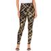 Plus Size Women's Foil-Print Legging by Roaman's in Gold Brushstroke Plaid (Size 38/40)