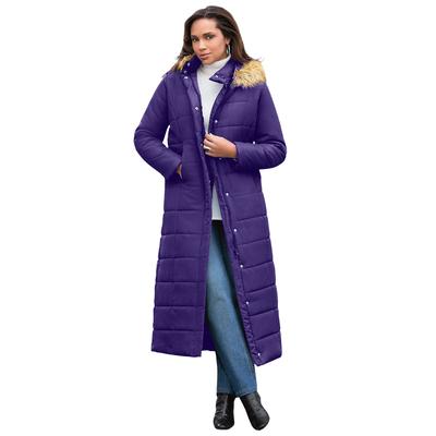 Plus Size Women's Maxi-Length Quilted Puffer Jacket by Roaman's in Midnight Violet (Size L) Winter Coat