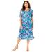 Plus Size Women's Stretch Lace Fit & Flare Dress by Catherines in Deep Teal Watercolor Floral (Size 6X)