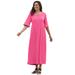 Plus Size Women's Crochet Trim Empire Knit Dress by Woman Within in Peony Petal (Size L)