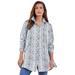 Plus Size Women's Kate Tunic Big Shirt by Roaman's in White Layered Animal (Size 12 W) Button Down Tunic Shirt