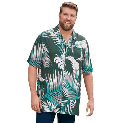 Plus Size Women's KS Island Printed Rayon Short-Sleeve Shirt by KS Island in Olive Leaf (Size XL)