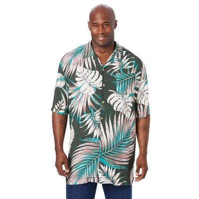 Plus Size Women's KS Island Printed Rayon Short-Sleeve Shirt by KS Island in Olive Leaf (Size XL)