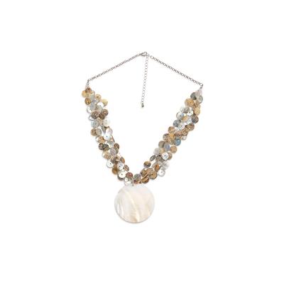 Plus Size Women's Shell Medallion Necklace by Accessories For All in Natural