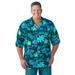 Plus Size Women's KS Island Printed Rayon Short-Sleeve Shirt by KS Island in Black Palm (Size 2XL)