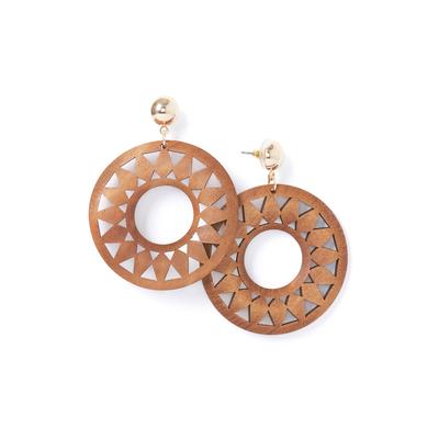 Plus Size Women's Wood Cutout Circle Earrings by A...