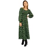 Plus Size Women's Smocked Bodice Tiered Midi Dress by ellos in Green Vine Ditsy (Size 22/24)
