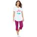 Plus Size Women's Two-Piece V-Neck Tunic & Capri Set by Woman Within in Flamingo Love (Size S)