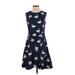 Draper James Casual Dress - A-Line Crew Neck Sleeveless: Blue Dresses - Women's Size 2