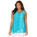 Plus Size Women's Monterey Mesh Tank by Catherines in Teal Ikat Geo (Size 2XWP)