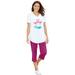 Plus Size Women's Two-Piece V-Neck Tunic & Capri Set by Woman Within in Flamingo Love (Size 1X)