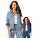 Plus Size Women's Reversible Denim Jacket by Roaman's in Blue Blooming Rose (Size 44 W)