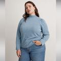 Madewell Tops | Nwt Madewell Plus Jacquard Puff-Sleeve Mockneck Top 2x Blue | Color: Blue/White | Size: 2x
