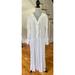 Free People Dresses | Free People Boho Maxi Dress White Medium Long Sleeve Ruffle Fringe Button Front | Color: White | Size: M