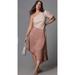 Anthropologie Dresses | Anthropologie Faux Leather One-Shoulder Asymmetrical Midi Dress Size 4 | Color: Brown/Cream | Size: 4