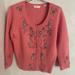 Anthropologie Sweaters | Anthropologie Sleeping On Snow Embellished Beaded Floral Cardi Salmon Pink M | Color: Pink/White | Size: M