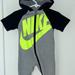 Nike One Pieces | Nike Hooded One-Piece Infant Boy's Sz 6/9m Euc | Color: Black/Gray | Size: 6-9mb